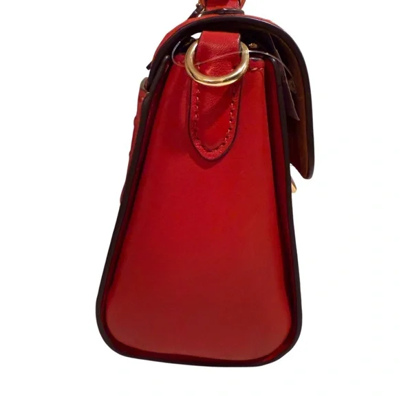 Coach Morgan Top handle Red Embossed Satchel with crossbody strap. NWT - Picture 9 of 13